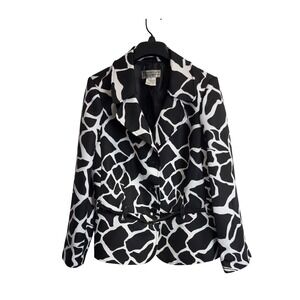 Allyson Cara Woman‎ Black White Giraffe Print Belted Blazer Jacket 14W
Lined